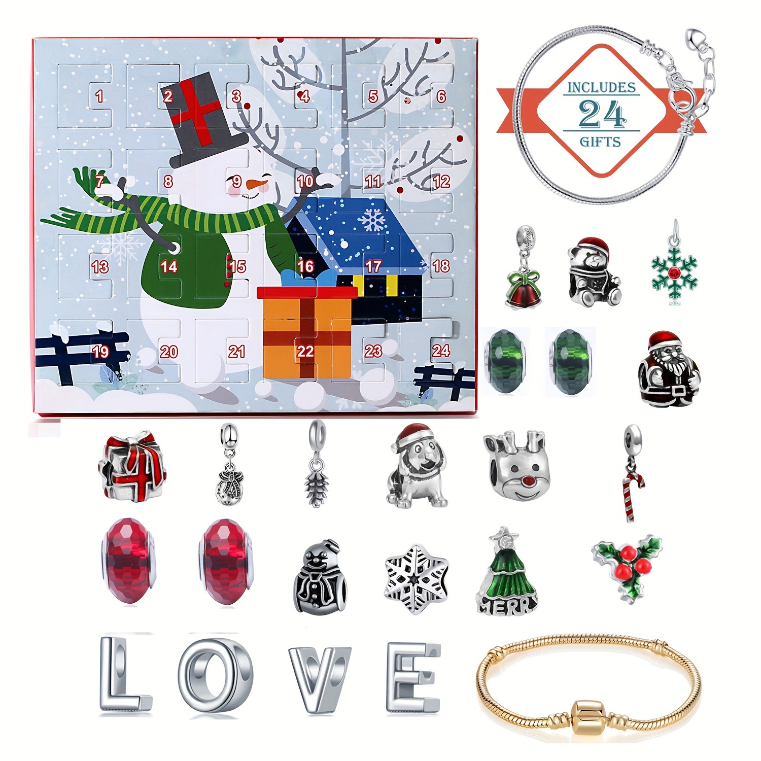 Jewelry Making Party - Snowman Christmas Advent Calendar Bracelet Set