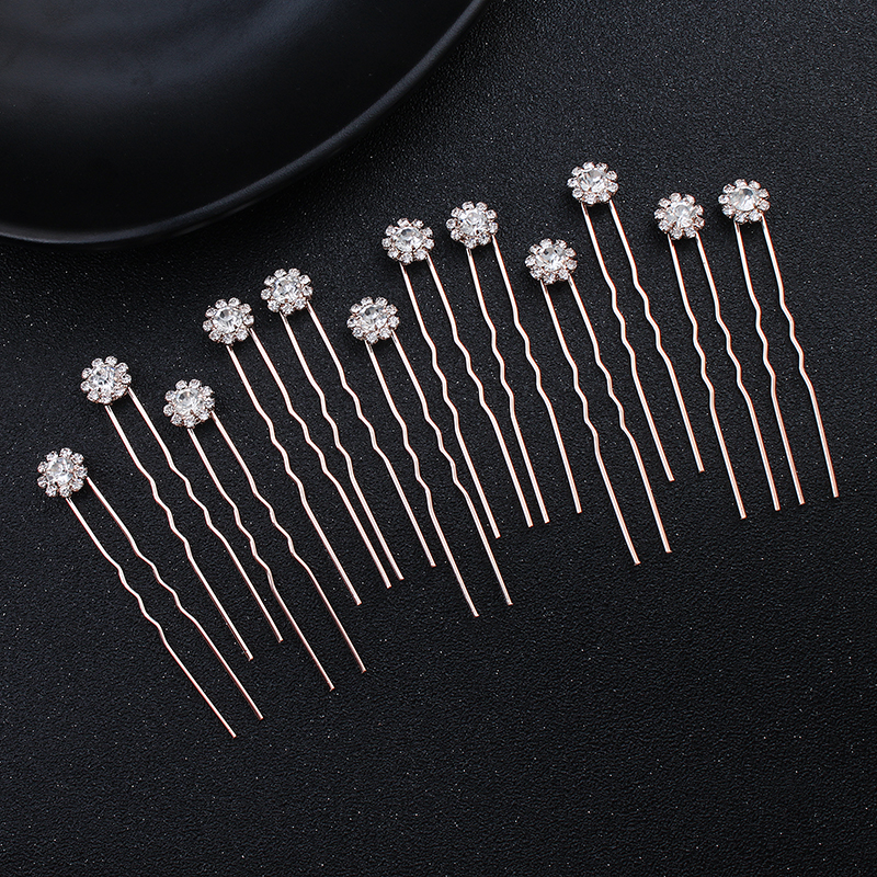 Jewelry Making Party - 12PK/Set Fashion Rhinestone Flower Cute Hairpin