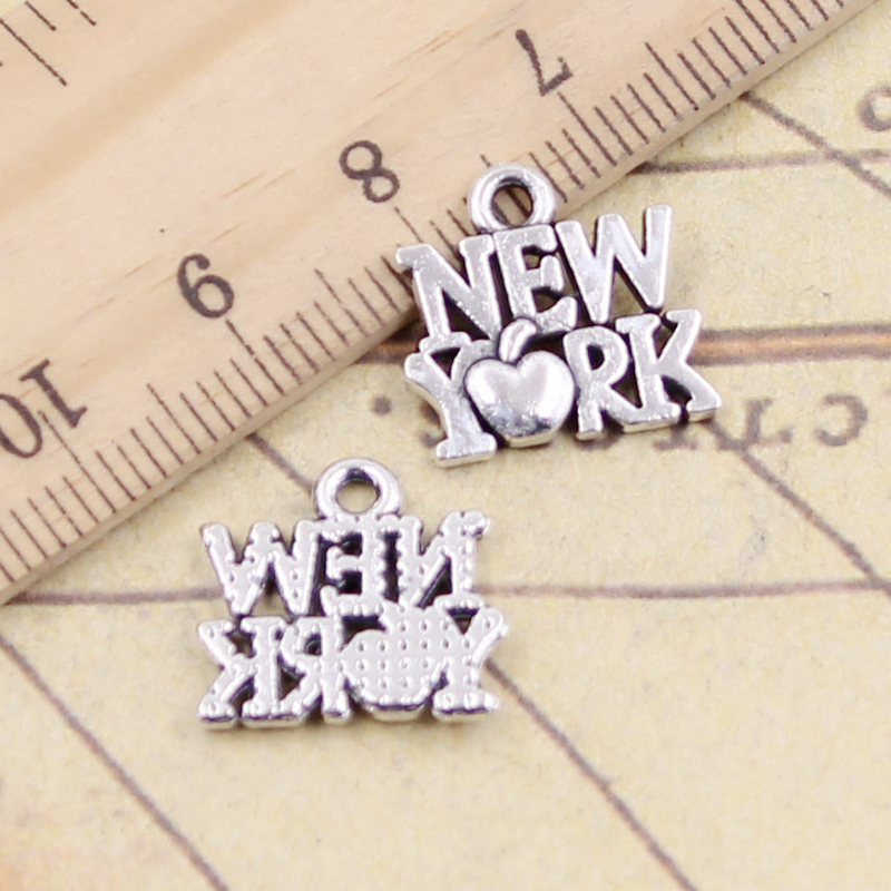 Jewelry Making York - 20pcs Charms Heart New York 14x14mm