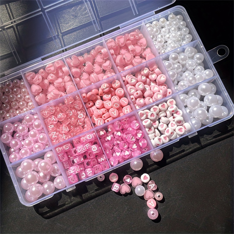 Jewelry Making Kit - 10-piece pink alphabet box, acrylic beads,