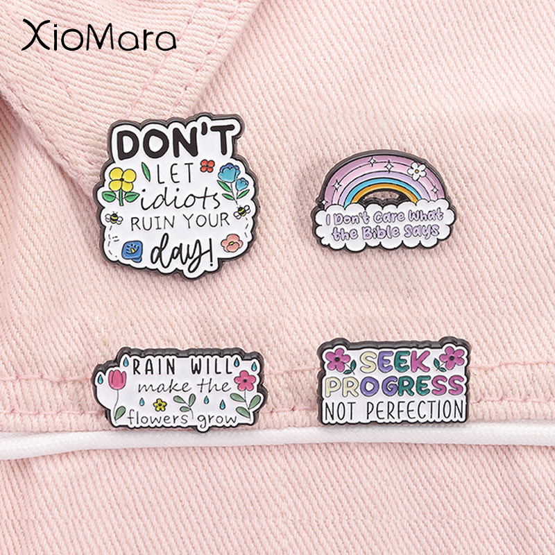 Jewelry Making Quotes - Seek Progress Not Perfection Enamel Pins