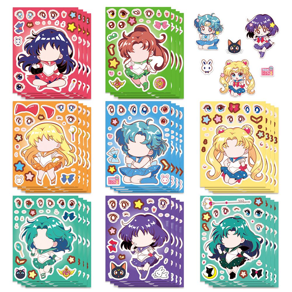 Jewelry Making Party - 8/16PCS Sailor Moon Face-Change Puzzle DIY