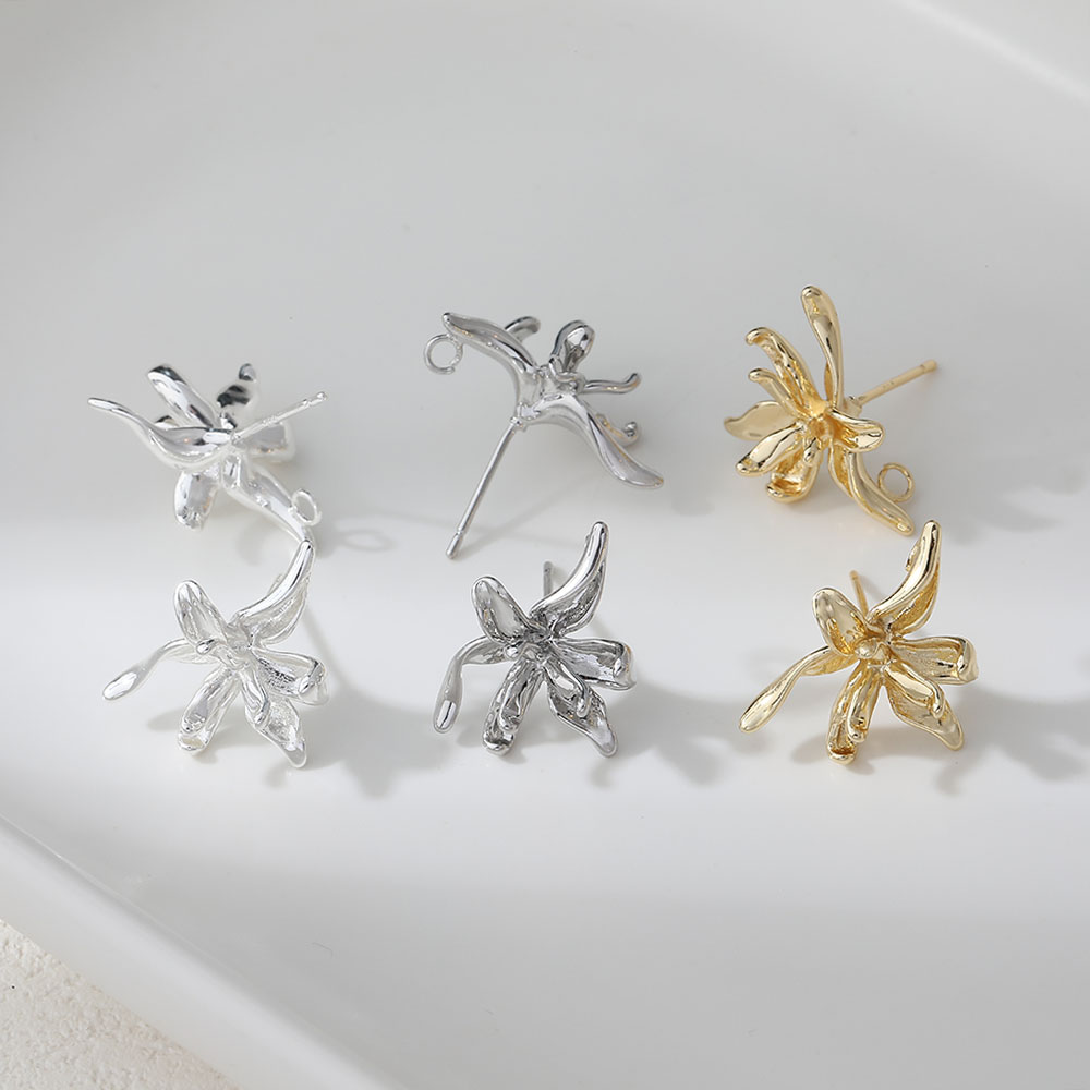 Jewelry Making Earring Supplies - 4PCS Dainty Flower Shape Ear Studs