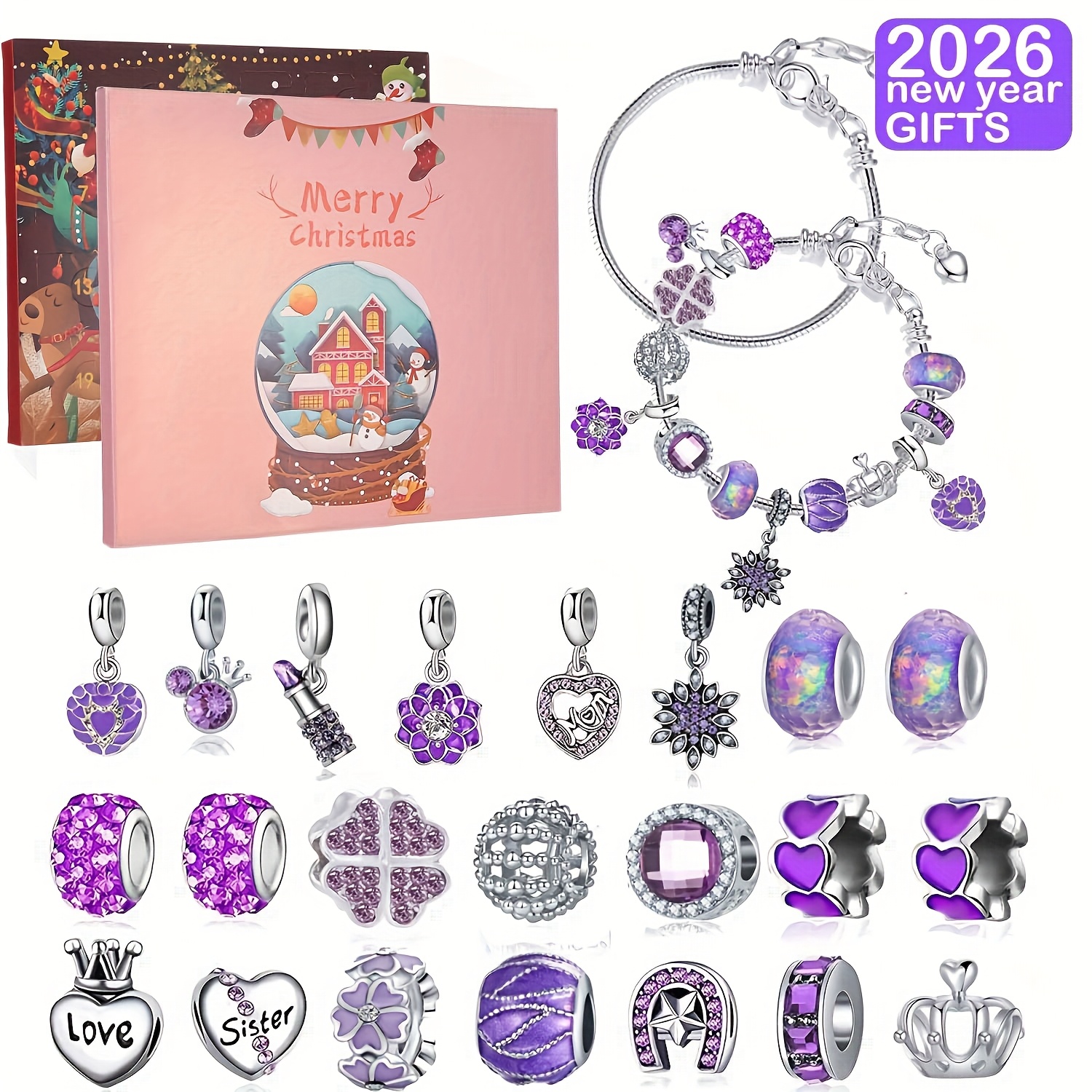 Jewelry Making Kit - Christmas purple beads DIY jewelry making