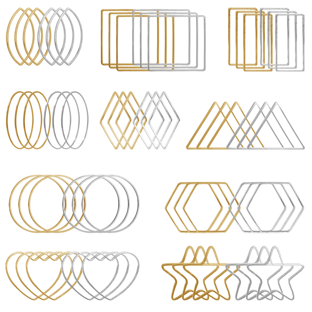 Jewelry Making Hardware - 20Pcs Gold Silver Hollow Frame Bezel