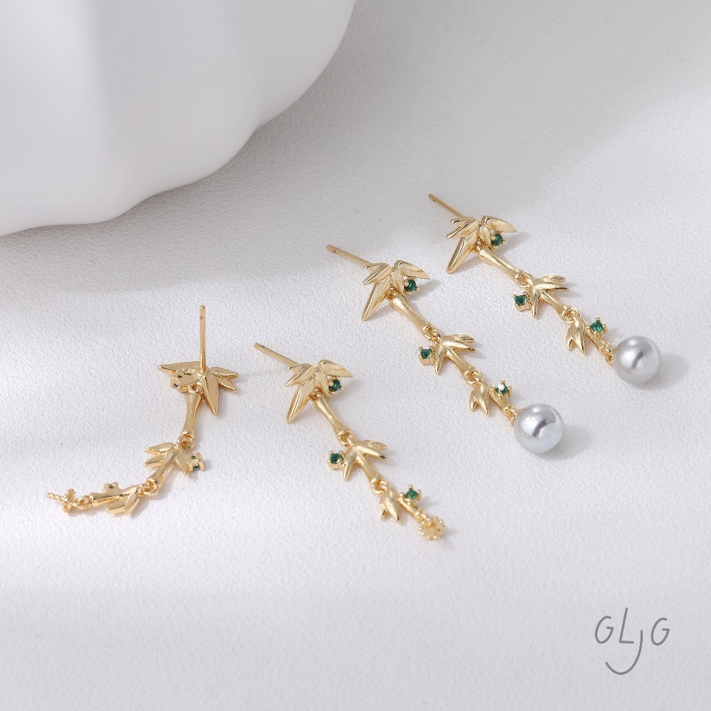 2PCS Bamboo Design Ear Studs B – Jewelry Making Earring Supplies recenzja i cena