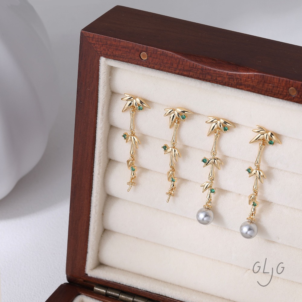 2PCS Bamboo Design Ear Studs B – Jewelry Making Earring Supplies recenzja i cena