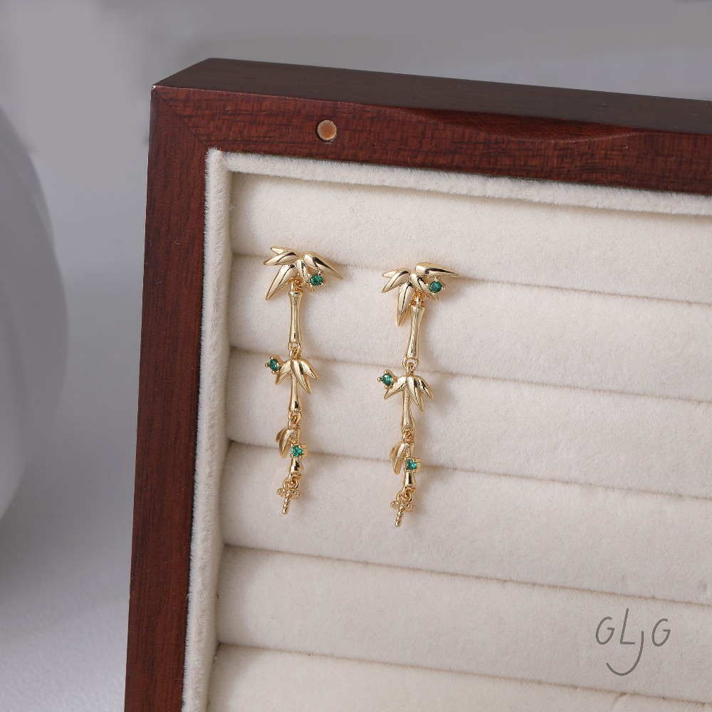 2PCS Bamboo Design Ear Studs B – Jewelry Making Earring Supplies recenzja i cena