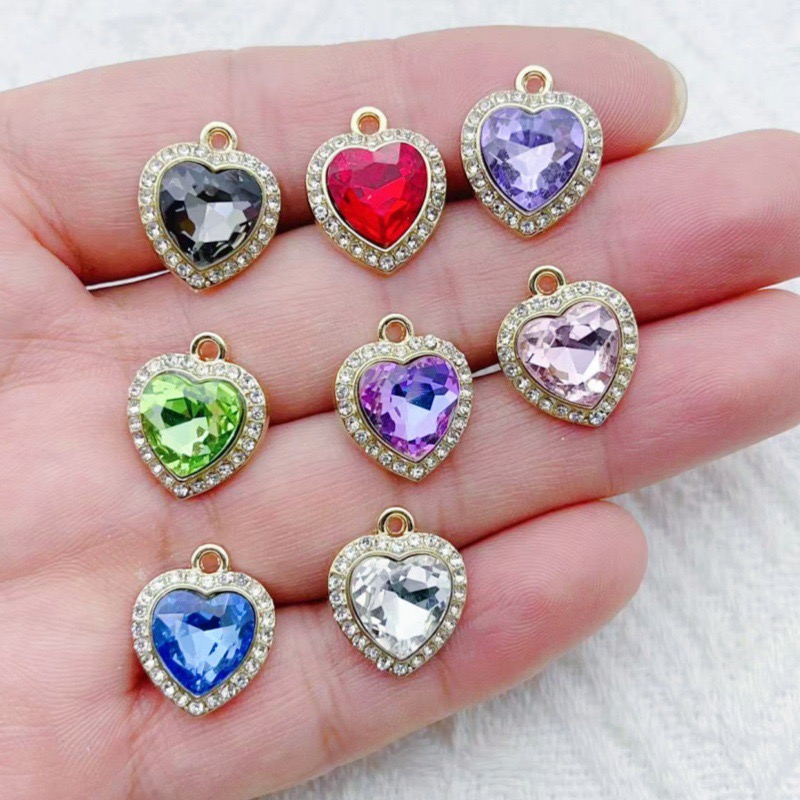 10pcs heart-shaped inlaid colo – Jewelry Making Party recenzja i cena