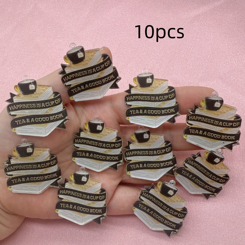 10pcs acrylic book coffee quot – Jewelry Making Quotes recenzja i cena