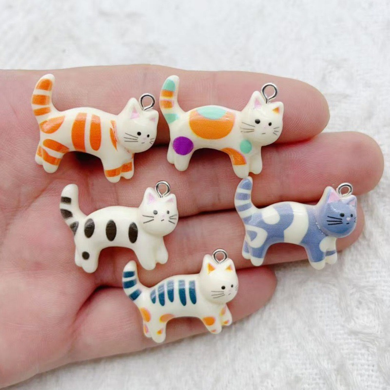 10pcs resin cartoon cat animal – Jewelry Making Party recenzja i cena
